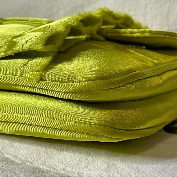 NWT Botkier Chartreuse Sateen Chain Quilt Flap Small Shoulder Bag 9”x 2” x 6”Y2K - Picture 11 of 16